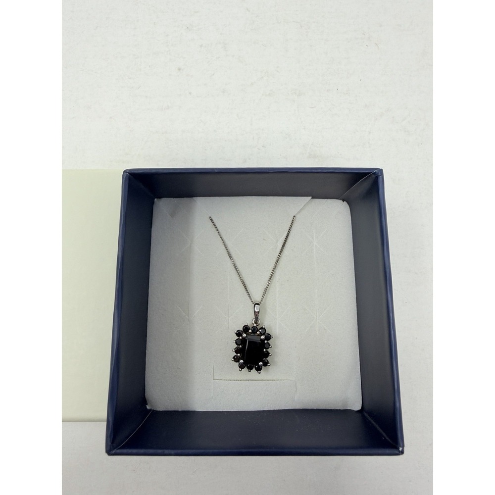 Shop LC Thai Black Spinel Octagon Pendant with Chain in Sterling Silver 5098